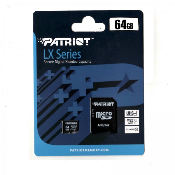 Lot De 5 Cartes MicroSD Patriot LX Series 64 Go - Vitesse UHS-I, Classe 10 - Idéal Pour Photos Et Vidéos Full HD - 12